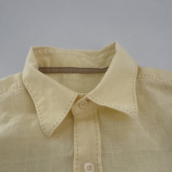 Vintage Tommy Bahama 100% LINEN Shirt Men’s Medium Long Sleeve Yellow Beachy - Picture 3 of 8